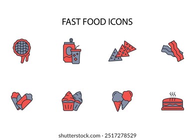 Ícone Fast food set.vetor.Editable traço.linear sinal de estilo para usar web design,ilustração logo.Symbol.