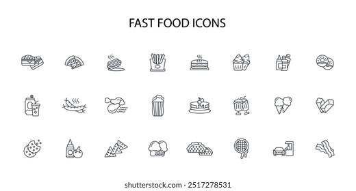 Ícone Fast food set.vetor.Editable traço.linear sinal de estilo para usar web design,ilustração logo.Symbol.