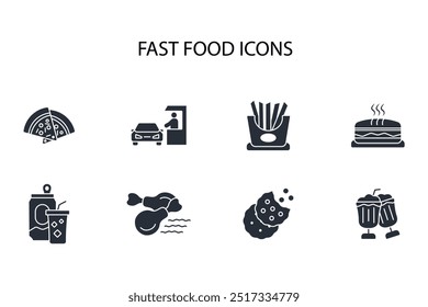 Fast food icon set.vector.Editable stroke.linear style sign for use web design,logo.Symbol illustration.