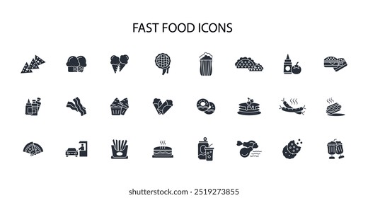 Ícone Fast food set.vetor.Editable traço.linear sinal de estilo para usar web design,ilustração logo.Symbol.