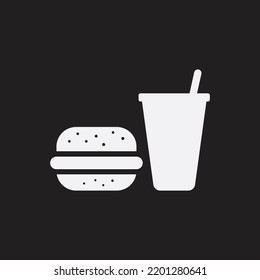Fast Food Icon. Silhouette of burger and drink, fast food symbol.