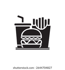 Fast food icon, Silhouette flat design on white background, Vector illustration