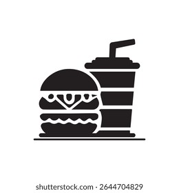 Fast food icon, Silhouette flat design on white background, Vector illustration