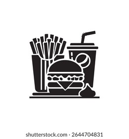 Fast food icon, Silhouette flat design on white background, Vector illustration