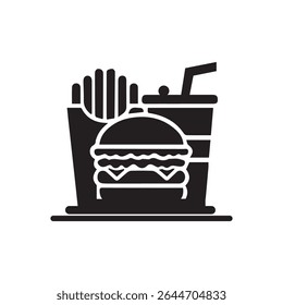 Fast food icon, Silhouette flat design on white background, Vector illustration