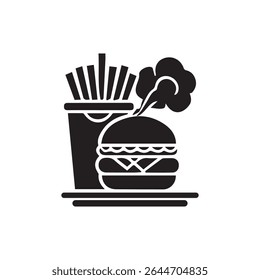 Fast food icon, Silhouette flat design on white background, Vector illustration