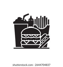 Fast food icon, Silhouette flat design on white background, Vector illustration