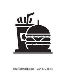 Fast food icon, Silhouette flat design on white background, Vector illustration