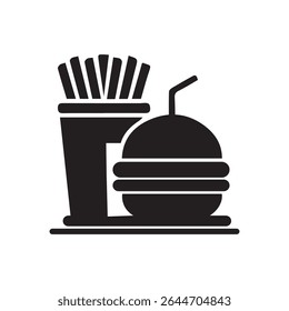 Fast food icon, Silhouette flat design on white background, Vector illustration