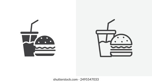 Fast food icon symbol collection on white background.