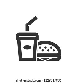 Fast food icon in thick outline style. Black and white monochrome vector illustration.