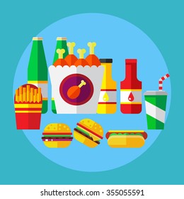 Fast food icon trendy flat vector illustration