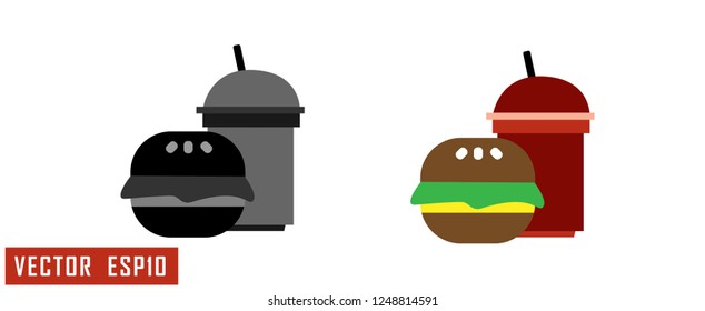 fast food icon vector. burger pepsi illustration