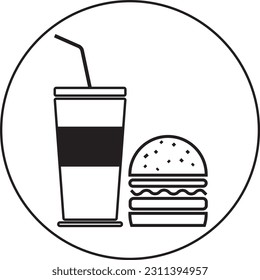 Fast Food Icon Vektordesign-Vorlage und Illustration mit bearbeitetem Strich 