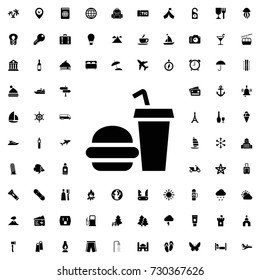Fast food icon vector isolated on white background. set of filled tourism icons.