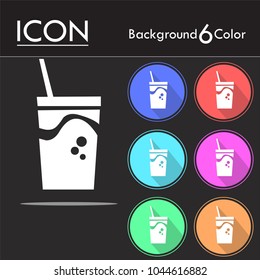 Fast Food icon vector, Plastic glass icon isolated on six color background.