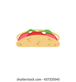 Fast food icon. Vector taco drawn in a flat style. Fast food element of street culture eating.