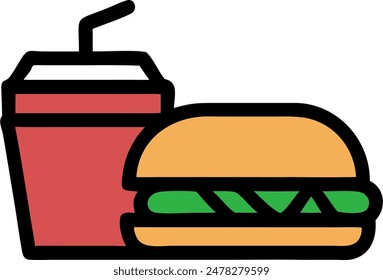 Fast food icon, vector of unhealthy food