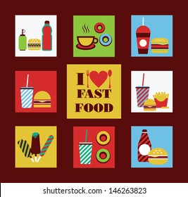 fast food icons collection. vector illustration