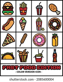 Fast Food Icons Color Version