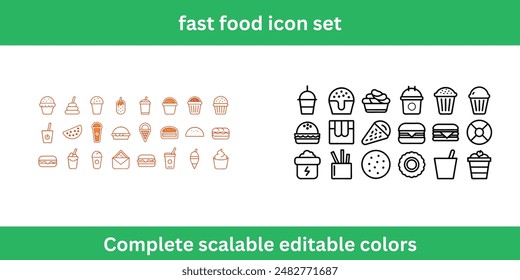 Fast food icons complete editable