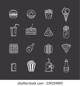 Fast food icons, graphic design elements