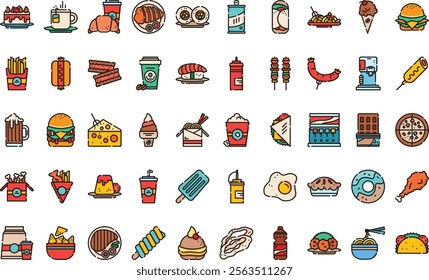 Fast food icons High-Quality Vector Icons Collection with Editable Stroke. Ideal for Professional and Creative Projects.