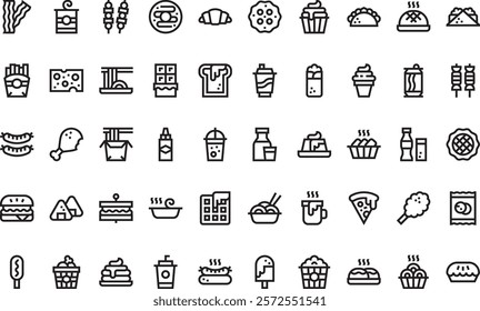 Fast food icons High-Quality Vector Icons Collection with Editable Stroke. Ideal for Professional and Creative Projects.