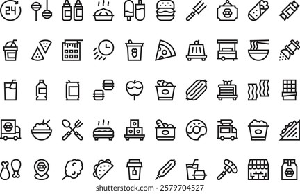 Fast food icons High-Quality Vector Icons Collection with Editable Stroke. Ideal for Professional and Creative Projects