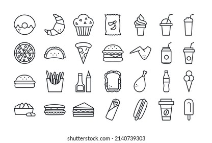 Fast Food Icons. Isolated Vector Icon Set