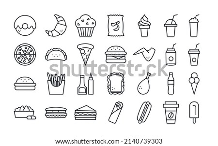 Fast food icons. Isolated vector icon set