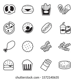 Fast Food Icons. Line With Fill Design. Vector Illustration.