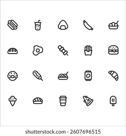 Fast Food Icons with line style, perfect for user interface projects