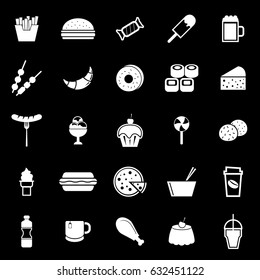 Fast food icons on black background, stock vector