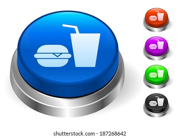 Fast Food Icons on Round Button Collection