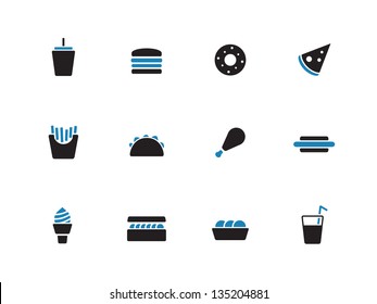 Fast food icons on white background. Vector illustration.
