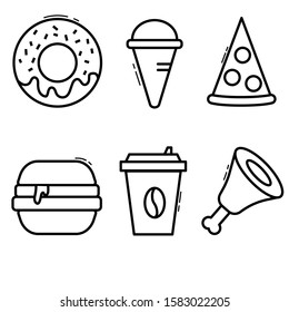 fast food icons on white background