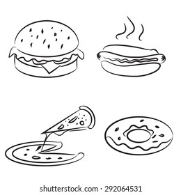 Fast food icons set