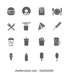 fast food icons set