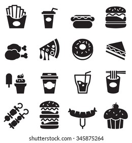 Fast food icons set