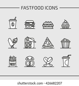 Fast food icons set.