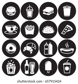 Fast food icons set