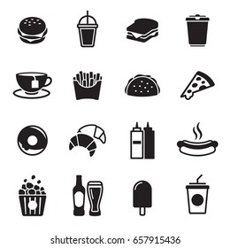 Fast food icons set