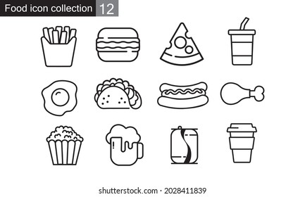 Fast food icons set in flat style vector illustration.