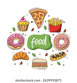 Fast food icons set illustration.