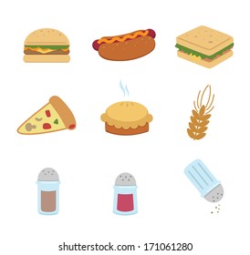 fast food icons set isolated on white background