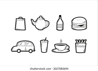 Fast food icons set on a white background