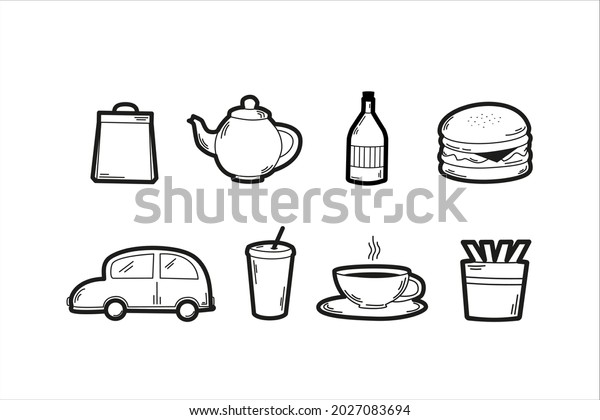 Fast food icons set\
on a white background