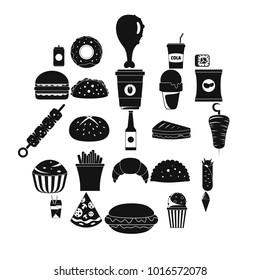 Fast food icons set. Simple illustration of 25 fast food vector icons for web