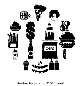 Fast food icons set. Simple illustration of 16 fast food vector icons for web